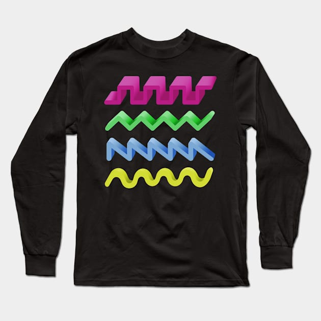 Synth Waveform of Synthesizer Long Sleeve T-Shirt by Mewzeek_T